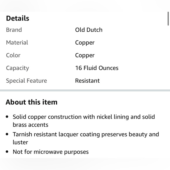 16 Oz. Nickel-Lined Solid Copper Hammered Moscow Mule Mug, Set of 4 - Picture 7 of 7